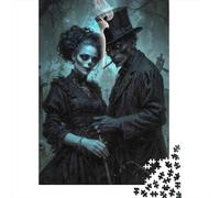 Baron Samedi and Maman Brigitte, Gothic Couple in Cemetery Plaque Murale en Métal 52x38cm/1000pcs pour Le Salon Ou L’entrée, pour Le Garage, L’Atelier Et La Salle De Jeux