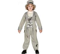 Baron spirituel Zombie Tenue de fête d'épouvante garçon Costume enfant, Taille : 128/134 Couleur : Gris
