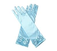 BaronHong 1 paire de gants de princesse en satin avec nœud pour fille - Gants de fête formels longs, bleu ciel, M