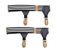 BaronHong 2 paires de jarretelles de chaussettes pour hommes Bretelles de chaussettes pour hommes Clip robuste Jarretières de chaussettes réglables Ceinture 2 Clips (bronze-BW, M)