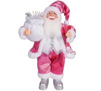 BaronHong 20,3 cm Chef Santa Claus Figurines Joyeux Noël Figurine Décor Ornements de Bureau Poupée Décoration de Table Statues de Collection, Rose, M