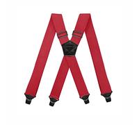 BaronHong Airport Friendly Bretelles, AUCUN buzz Plastique 4 Clips 1,5 pouces Bretelles entièrement élastiques avec patch en cuir Bretelles de ski (rouge, M)