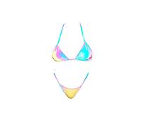 BaronHong Arc-en-Ciel réfléchissant Licou Bikini Ensemble Nouveau été Femmes Brillant Brillant Maillots de Bain Maillots de Bain