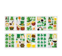 BaronHong Autocollant de tatouage temporaire pour la Saint Patrick - Cadeau irlandais vert - Trèfle porte-bonheur à quatre feuilles (WY-Lot de 10, M)