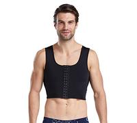 BaronHong Body Shaper Chest Binder Flat Compression 3 Rows Fermoir Buste Corset Gilets (Noir, M)