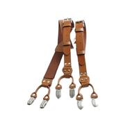 BaronHong Bretelles en cuir véritable pour homme - Amovibles et réglables - Bretelles en Y pour pantalons de costume, jeans de travail, marron, M