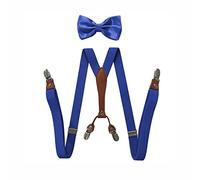 BaronHong Bretelles Noeud Papillon Ensemble pour Femmes Hommes 1 Pouce de Large en Forme de Y avec 4 Clips Bretelles Réglables pour Mariage Événements Formels (bleu royal, M)