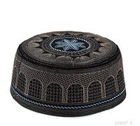 BaronHong, Chapeau de prière Musulman, Hommes, Islam, Couvre-Chef, Chapeau de crâne, Broderie dorée (Noir, 56)