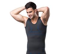 BaronHong Charbon de Bambou Chemise de Compression Gilet, recherchez Les Moobs Homme-Seins, ce Qui diminue Les Hommes Shapewear Abdomen Big (Bleu, M)
