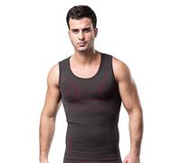 BaronHong Charbon de Bambou Compression Gilet-Shirt pour Essayer de Mann-Boobs Moob Qui diminuent la Mens Amincissants, l'ensemble de l'abdomen (Rouge, L)