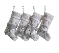 BaronHong Chaussette de Noël en daim Sika de 45,7 cm - Jolie décoration de cheminée en peluche pour fêtes de Noël, décorations de Noël et cadeaux de Noël, Lot de 4 (C), M