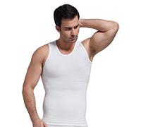 BaronHong Chemise Gilet de Compression de Charbon de Bambou pour Cacher Seins Homme Moobs Hommes Minceur Shapewear Aplatir Abdomen Entier (Blanc, XXL)