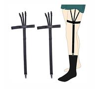 BaronHong Chemise Homme Reste Militaire Bretelles Élastiques Réglables Chaussette Pinces Antidérapantes 3 Clips Croisés Bouton Gourde (Noir, M)