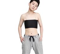 BaronHong Cosplay Coton 3 Rangées de Crochets Poitrine Binder Élastique Bande Sans Bretelles Top Pour Tomboy Trans Lesibian (noir, S)