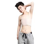 BaronHong Cosplay Coton 3 Rangées de Crochets Poitrine Binder Élastique Bande sans Bretelles Top pour Tomboy Trans Lesibian (Nu, S)