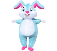 BaronHong Costume de lapin de Pâques gonflable - Costume de lapin de Pâques - Pour adulte - Bleu et rose - Taille L