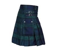 BaronHong Écossais Hommes Kilt Traditionnel Highland Tartan Kilt Utilitaire (Vert, 40-42)