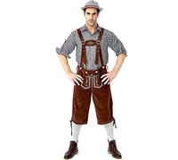 BaronHong Ensemble de Costumes Bavarois Oktoberfest allemands de Men pour Halloween Dress Up Party et fête de la bière (Brun Noir, 2XL)
