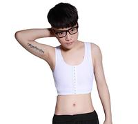 BaronHong Front 3 Row Hook élastique Respirant Binder Tomboy Trans Lesbiennes (Blanc, XL)