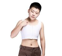 BaronHong Front Zipper Up Binder Binder Underwear pour Tomboy Trans Lesbian (Blanc, M)