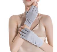 BaronHong Gants courts pour femmes en 100% soie de mûrier, mitaines, gants sans doigts pour femmes, gris, M