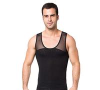 BaronHong Gynecomastia Men Shapewear Maillot de Corps en résille avec contrôle du Ventre (Noir, L)