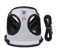 BaronHong Harnais pour chien de petite et moyenne taille - Anti-traction - Facile à marcher - Doux - Anti-fuite - Harnais réfléchissant et laisse - Gris - Taille M