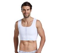 BaronHong Hommes Body Shaper Poitrine Binder Compression Plate 3 Rangées Fermoir Buste Corset Gilets (Blanc, M)