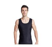 BaronHong Hommes Cacher Gynécomastie Pull à Capuche Bande de Poitrine Compression Minceur Sous-Vêtement Masculin Corset Contrôle Abdominale Longs Débardeurs, Noir , XL