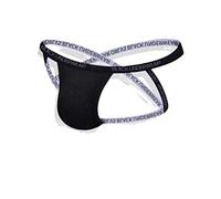 BaronHong Hommes Élégant Jockstrap 3D Bulge Pouch Slip Sexy 4 Sangles G-String String sous-Vêtements (Noir, M)