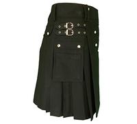 BaronHong Kilt Écossais pour Hommes Kilt Utilitaire Tartan Traditionnel des Highlands (Noir, 36-38)