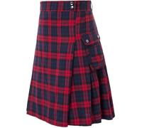 BaronHong Kilt, tartan, utilitaire, pour homme, avec sangles et grandes poches cargo, personnalisable, rouge, XXL