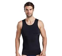 BaronHong Mens Compression Shirt Slimming Body Shaper Vest Workout Tank Tops Abs Abdomen Undershirts (Black, XL)