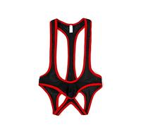 BaronHong Mens Mesh Respirant Justaucorps Singlet Underwear See Through One-Piece Jumpsuit Suspender Jockstrap(Black,M)