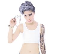 BaronHong Mesh Chest Binder Short Corset Sport Bra pour Tomboy Lesbian