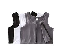 BaronHong Poitrine Binder Zipper Up Élastique Respirant Shapewear pour Tomboy Trans Lesbian (3-pack, S)