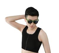 BaronHong Poitrine Binder Zipper Up Élastique Respirant Shapewear pour Tomboy Trans Lesbian (noir, 6XL)