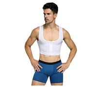 BaronHong Respirant Invisible Zipper Up Gynécomastie Cacher Homme Moobs Poitrine Liants Débardeur Court (Blanc, 2XL)
