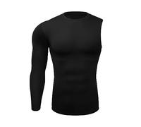 BaronHong T-shirt de compression 1/2 manches longues pour homme, Noir - Droite, M