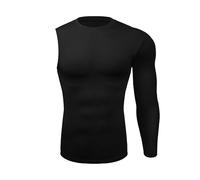 BaronHong T-shirts de compression pour homme, 1/2 bras simples, manches longues, sous-vêtement sportif, équipement d'entraînement de basket-ball, noir à gauche, XL