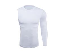 BaronHong T-shirts de compression pour homme, 1/2 bras simples, manches longues, sous-vêtement sportif, équipement d'entraînement de basket-ball, blanc à gauche, S