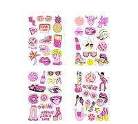 BaronHong Tatouage temporaire phosphorescent - Faux tatouage UV néon pour le corps - Princesse rose - Décoration hip-hop (GL005 - Lot de 4, M)