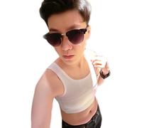 BaronHong Tomboy Trans - Coffre de Bain lesbien - Corset Court - Débardeur Court - Pull sur la Fermeture (Blanc, XL)