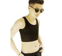 BaronHong Tomboy Trans Lesbian Chest Binder Plus Size Corset Court Débardeur Bande élastique Plus Forte (Noir, S)