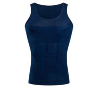BaronHong Vest Chemise gynécomastie Compression pour Cacher Les Seins Homme Moobs enlever Les Hommes Shapewear Aplatir Abdomen Entier (Bleu foncé, XXL)