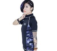 BaronHong Women Lesbienne Tomboy Zip Up Chest Binder Ensemble de Bain de secage Rapide + Pantalons de Natation (Camouflage, XL)