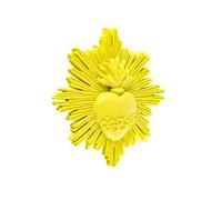 Baroni Home Ancienne note avec rayons en résine jaune Décoration murale avec crochet, cœur sacré décoratif pour la maison, peint à la main, 14 x 14 x 2,5 cm