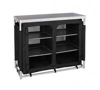 Baroni Home Armoire de camping pliable, armoire peu encombrante avec étagères intérieures, structure en aluminium, barbecue, pique-nique et extérieur, 96 x 48 x 79 cm (noir)