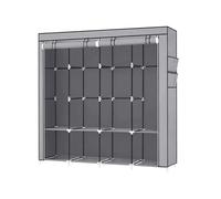 Baroni Home Armoire en tissu pliable, peu encombrante, avec structure en fer, pour chambre à coucher, placard, gris (armoire - 8 compartiments)