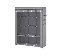 Baroni Home Armoire en tissu pliable, peu encombrante, avec structure en fer, pour chambre à coucher, placard, gris (armoire - 6 compartiments)
